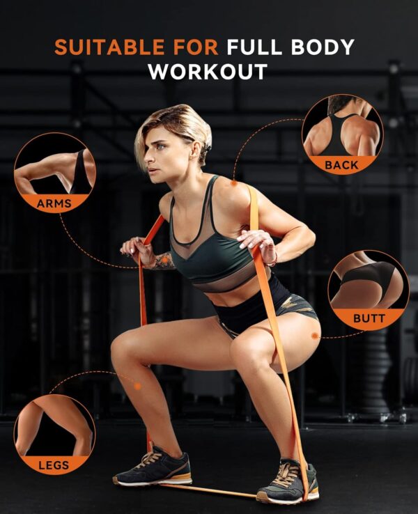 SUNPOW Pull Up Assistance Bands - Set of 5 Resistance Heavy Duty Workout Exercise Stretch Fitness Bands Assist Set for Body, Instruction Guide and Carry Bag Included - Image 6
