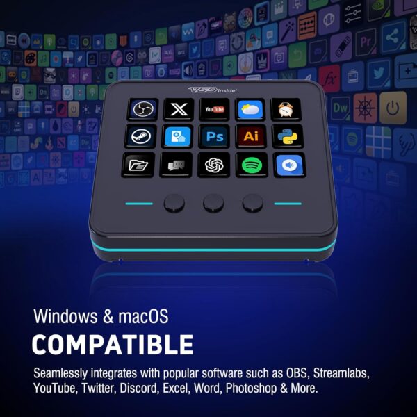 VSDINSIDE Macro Keypad, Stream Controller Deck Gaming Streaming Shortcut Keyboard, 18 Programmable Keys Customizable Visual AI Pad USB Soundboard for OBS, YouTube, Desk Office Setup, Laptop, PC, Mac - Image 8