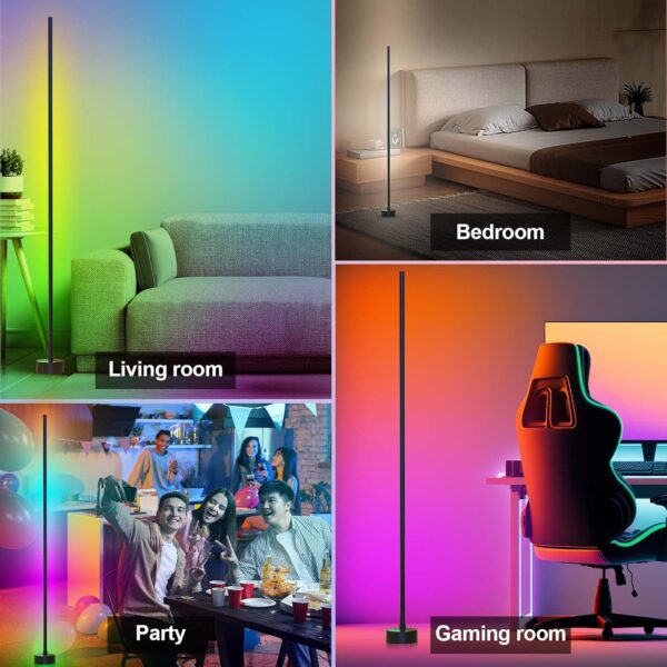 Corner Floor Lamp - Smart RGB LED Corner Lamp with App and Remote Control, 16 Million Colors & 68+ Scene, Music Sync, Timer Setting - Ideal for Living Rooms, Bedrooms, and Gaming Rooms - Image 8
