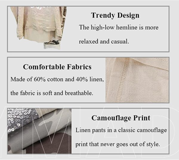 Sweater Sets Women 2 Piece Clothing Set,Recent Orders Placed By Me On Amazon,Two Piece Summer Outfits for Women Casual Cotton Linen Sets Oversized T Shirts Camo Capri Pants 2024 Resort Wear - Image 6