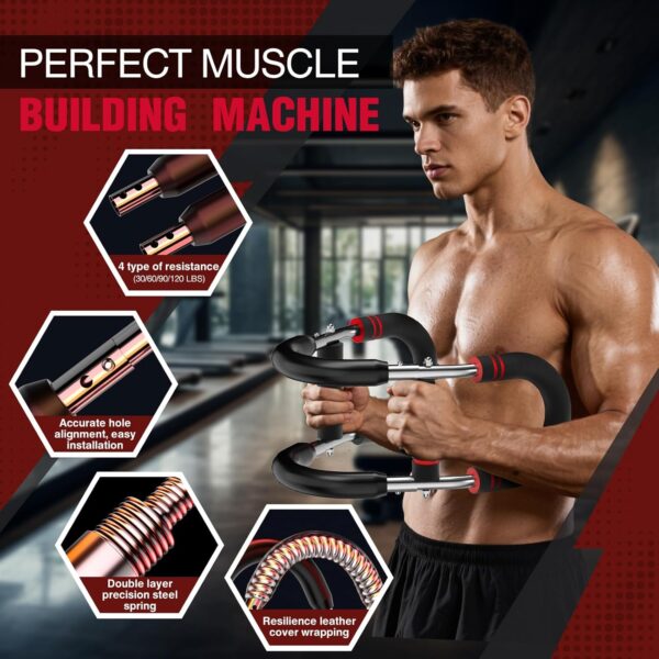 Adjustable Power Twist Arm Trainer (30-120 lbs), Chest and Forearm Strength Training Bar, Anti-Bending Spring No Deformation, Portable Upper Body Home Fitness Equipment, Unisex - Image 4