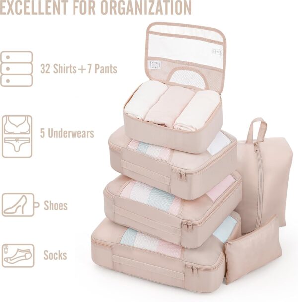 Veken 8 Set Packing Cubes for Travel, Beach Vacation Essentials Accessories for Cruise Ship, Suitcase Organizer Bags for Luggage with Hanging Toiletry & Shoe Bag, Birthday Gifts for Women Mom Her - Image 6