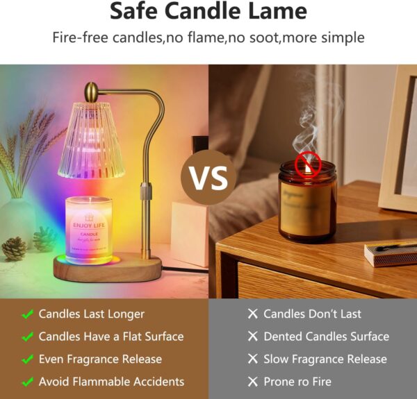 Candle Warmer Lamp with 8 Colors LED Changing,with Timer Dimmer Adjustable Height,Mothers Day Gifts,Vintage Home Decor - Image 7