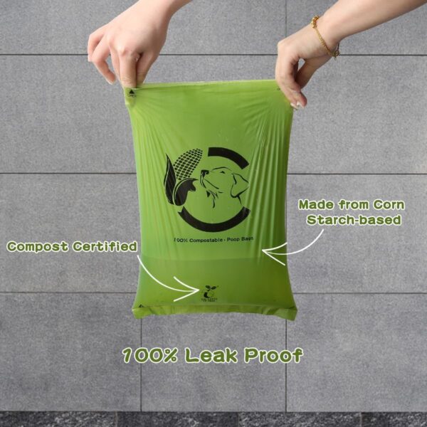 Certified Compostable Dog Poop Bags, 270 Count Landfill Friendly and Leakproof Waste Bags, Easy Open Unscented Forest Green Poop Bag for Dog, 15 Doggy Bags Per Roll (18 rolls) - Image 4