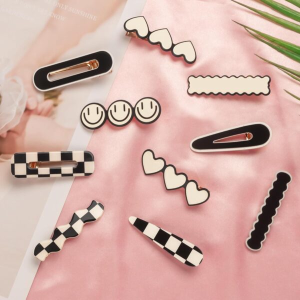 Gingbiss 18 Pcs Hair Clips for Women Girls, Black White Checker Cute Hair Barrettes with Storage Box, No Bend Korean Styling Minimalist Hair Accessories, Gift for Women Girls - Image 8