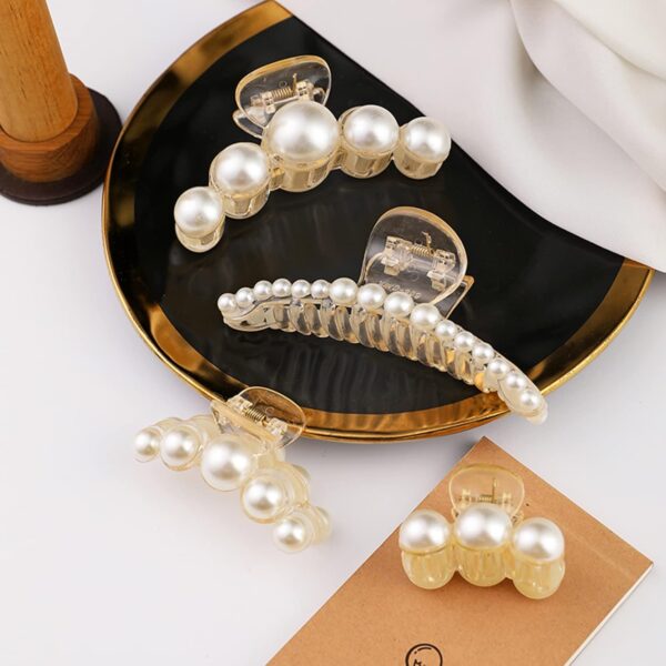 Mehayi 4 PCS Large Pearl Hair Claw Clips for Women Girls, Hair Barrette Clamps for Thick Thin Hair, Fashion Hair Accessories Headwear Styling Tools for Party Wedding - Image 7