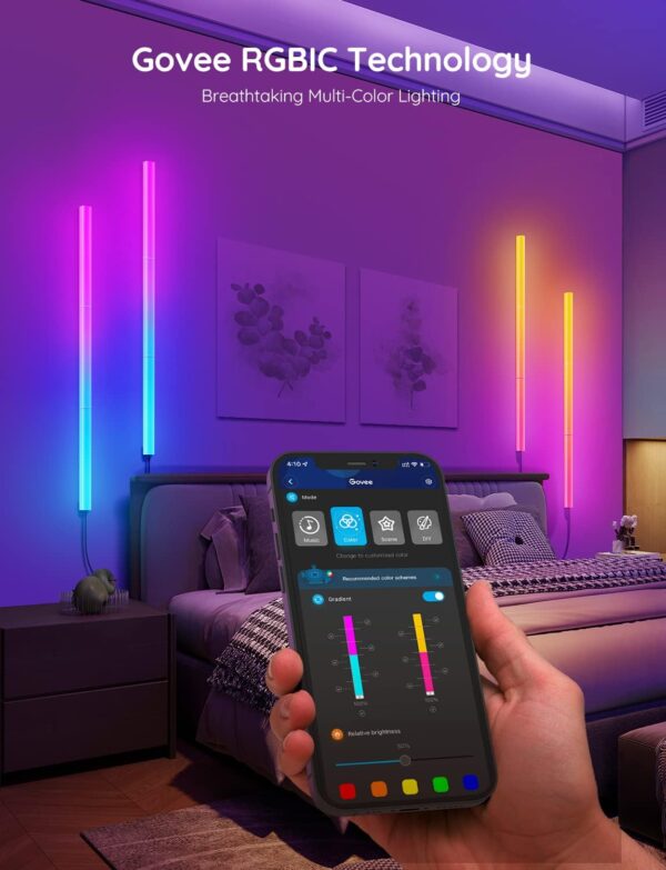 Govee Glide Wall Lights, RGBIC LED Light, Smart Gaming Light Works with Alexa and Google Assistant, RGB Light Bar, LED Wall Lights for Bedroom, 2 Panels Set (3 Sections/Panel) - Image 7