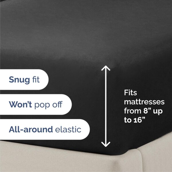 Cal King 6 Piece Sheet Set - Cooling Sheets for Hot Sleepers - Hotel Luxury Bedding for Women, Men, Kids & Teens - Bedding w/Deep Pockets & Easy Fit - Soft and Wrinkle Free - Cal King Black Sheets - Image 4