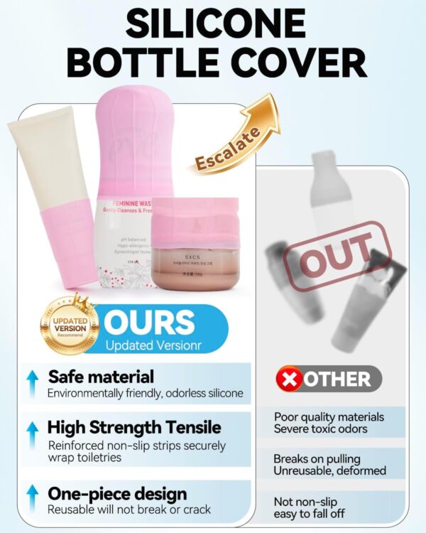 16 Pack Silicone Bottle Cover,Travel Essential for Women Men,Cruise Ship Essentials 2025,Beach Vacation Essentials,Travel Size Toiletries,Airplane Travels Accessories Elastic Sleeves for Leak Proofing - Image 4