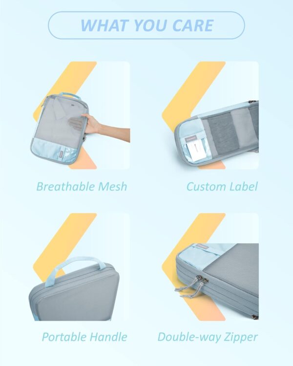 BAGSMART 6 Set Compression Packing Cubes - Lightweight Travel Essentials, Durable Luggage Organizer - Image 7