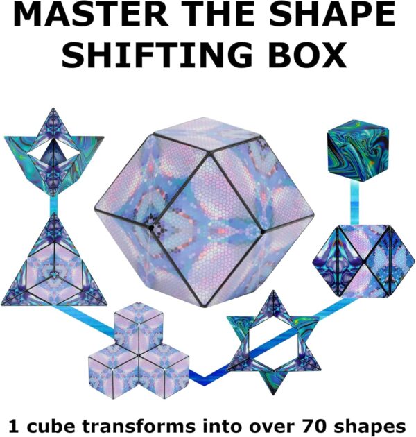 Shashibo Shape Shifting Box - STEM Magnetic Fidget Cube That Transforms Into Over 70 Shapes, Download Fun in Motion Toys Mobile App (Mystic Ocean) - Image 5
