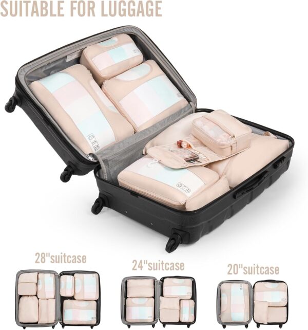 Veken 8 Set Packing Cubes for Travel, Beach Vacation Essentials Accessories for Cruise Ship, Suitcase Organizer Bags for Luggage with Hanging Toiletry & Shoe Bag, Birthday Gifts for Women Mom Her - Image 7