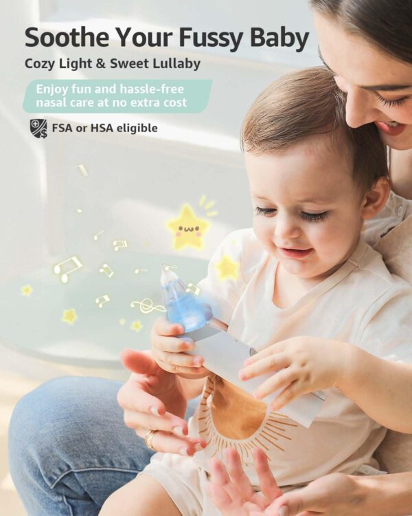 GROWNSY Nasal Aspirator for Baby, Electric Baby Nose Sucker with Larger Suction Chamber and More Powerful Suction, Automatic Nose Cleaner with Music and Light Soothing Function - Image 5