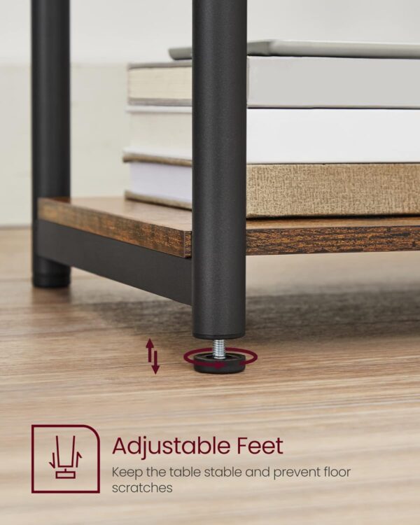 VASAGLE Side Table, Small End Table, Tall Nightstand for Living Room, Bedroom, Office, Bathroom, Rustic Brown and Classic Black ULET273B01 - Image 9