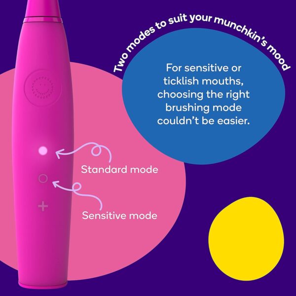 Burst Kids & Toddlers Electric Toothbrush (Purple) | Soft Bristles | Two Minute Timer | Rechargeable Battery | Easy-Grip Silicone Handle | 2 Modes for Healthy Smiles | Ages 3+ - Image 7