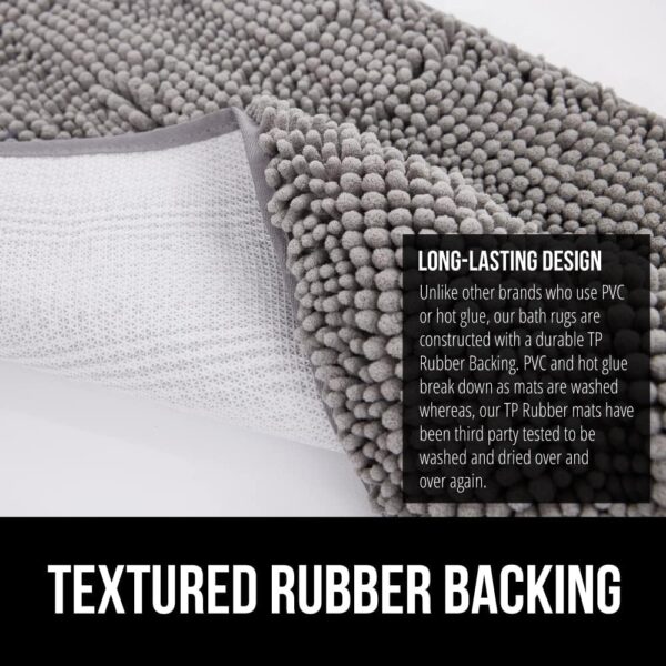 GORILLA GRIP Bath Rug Mat, Thick Soft Absorbent Chenille, Quick Dry Microfiber Mats, Rubber Backing Washable Shower Floor Rugs, Bathmat Runner, US Designed Bathroom Home Decor Accessories 24x17, Grey - Image 6