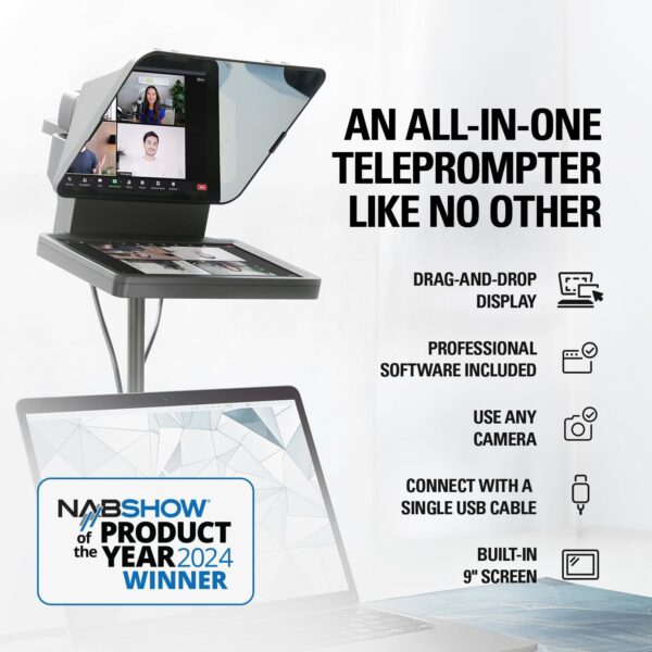 Elgato Prompter – Teleprompter with Built-in Screen for YouTube, Twitch, Zoom, MS Teams and More, Supports DSLR/Webcam/Smartphone, Drag & Drop Monitor Display, Works with Mac/PC & Stream Deck - Image 3