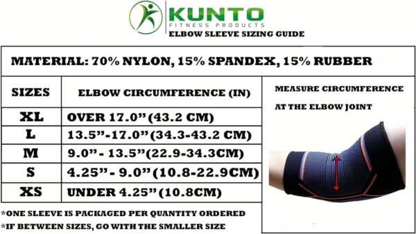 Kunto Fitness Elbow Brace Compression Support Sleeve (Shipped From USA) for Tendonitis, Tennis Elbow, Golf Elbow Treatment - Reduce Joint Pain During Any Activity! - Image 3