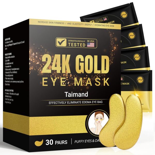 Under Eye Patches (30 Pairs), 24K Gold Under Eye Mask for Puffy Eyes, Dark Circles,Bags and Wrinkles with Collagen,Relieves Pressure and Reduces Wrinkles,Revitalises and Refreshes Your Skin - Image 2