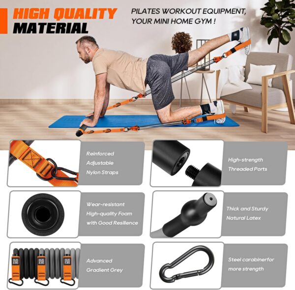 Pilates Bar Kit with Resistance Bands, Heavy Duty Pilates Equipment for Men, Strength Training Bar for Legs, Hip, Back, Arm, Abs, Chest, Shoulders, Portable Home Gym Full Body Workout Equipment - Image 7