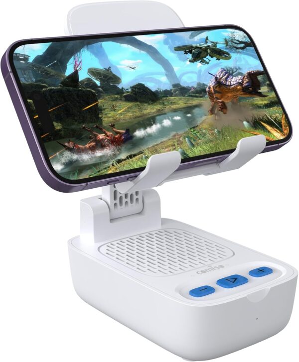 Gifts for Men Women, from Wife,Cell Phone Stand with Wireless Bluetooth Speaker, Punchy Bass & HD Stereo Sound Speaker for Home & Outdoors Compatible with iPhone/ipad/Samsung-White - Image 2