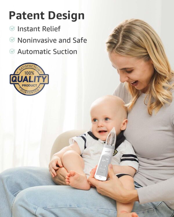 GROWNSY Nasal Aspirator for Baby, Electric Baby Nose Sucker with Larger Suction Chamber and More Powerful Suction, Automatic Nose Cleaner with Music and Light Soothing Function - Image 6
