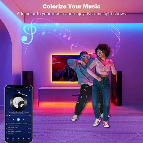 Led Lights for Bedroom 100 ft (2 Rolls of 50ft) Music Sync Color Changing RGB Led Strip Lights with Remote App Control Bluetooth Led Strip, Lights for Room Home Kitchen Party Decor - Image 5