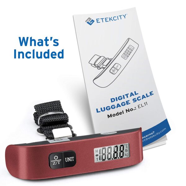 Etekcity Luggage Scale, Digital Weight Scales for Travel Accessories Essentials Suitcases , Portable Handheld Scale with Temperature Sensor, Rubber Paint, 110 Pounds, Battery Included - Image 10