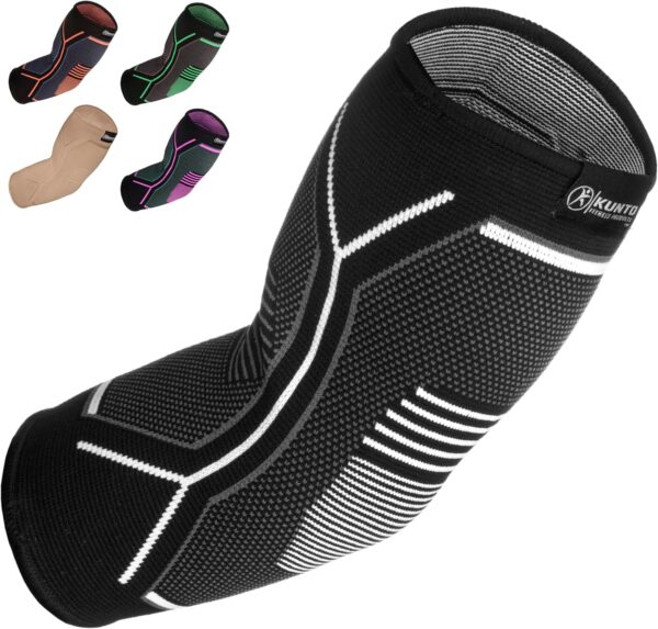 Kunto Fitness Elbow Brace Compression Support Sleeve (Shipped From USA) for Tendonitis, Tennis Elbow, Golf Elbow Treatment - Reduce Joint Pain During Any Activity! - Image 2