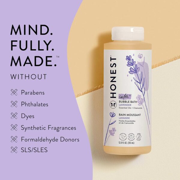 The Honest Company Foaming Bubble Bath | Gentle for Baby | Naturally Derived, Tear-free, Hypoallergenic | Lavender Calm, 12 fl oz - Image 6