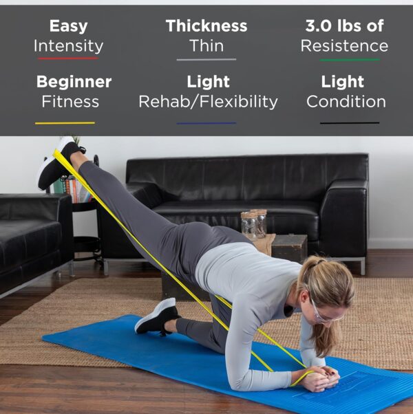 THERABAND Resistance Bands Set, Professional Elastic Band For Upper & Lower Body Exercise, Strength Training without Weights, Physical Therapy, Pilates, Rehab, Yellow & Red & Green, Beginner - Image 4