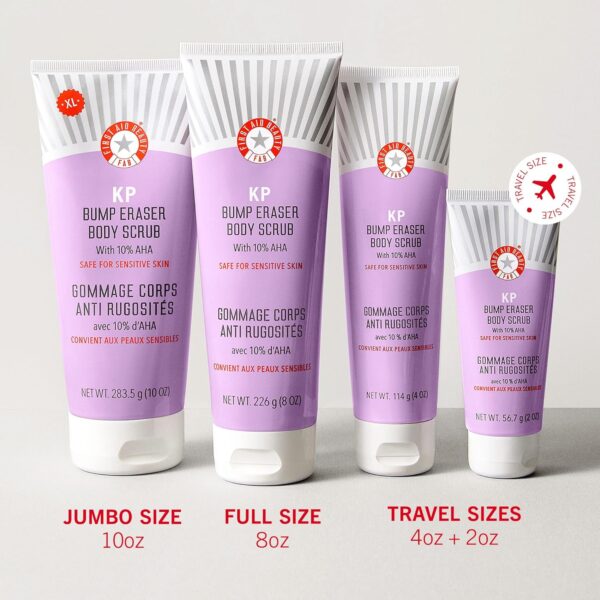 First Aid Beauty - KP Bump Eraser Body Scrub with 10% AHA, Keratosis Pilaris Skin Exfoliator with Glycolic and Lactic acids, Helps Reduce Chicken Skin Bumps, Safe for Sensitive Skin, 8 oz - Image 10