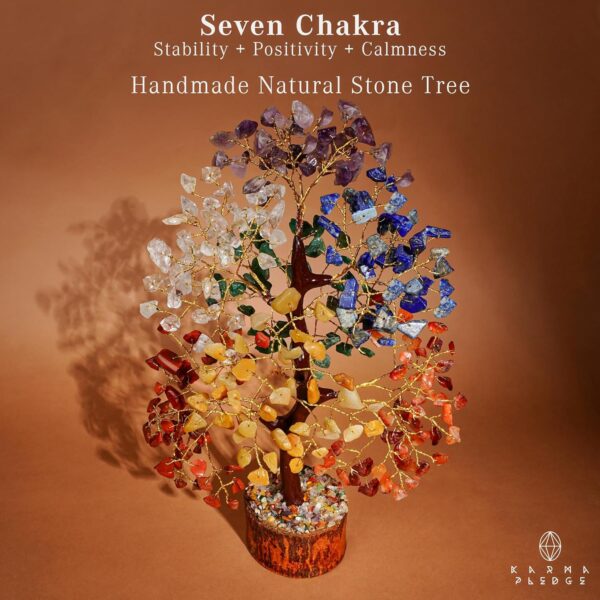 Crystal Tree of Life 7 Chakra Healing Crystal Trees for Home Decor, Office Desk Decor, Living Room Decor, Handmade Bonsai Trees for Positive Energy, Money, Good Luck Birthday Gifts for Women, Mom - Image 3