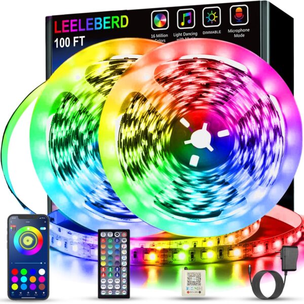 Led Lights for Bedroom 100 ft (2 Rolls of 50ft) Music Sync Color Changing RGB Led Strip Lights with Remote App Control Bluetooth Led Strip, Lights for Room Home Kitchen Party Decor - Image 2