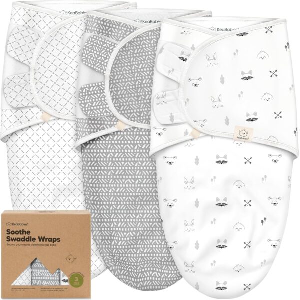 KeaBabies 3-Pack Organic Baby Swaddle Sleep Sacks - Swaddles for Newborns, Infant 0-3 Months, Baby Girls, Boys, Soft & Snug Newborn Sleep Sack, Nursery Swaddling Blankets (Nordic) - Image 2