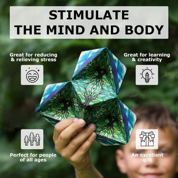 Shashibo Shape Shifting Box - STEM Magnetic Fidget Cube That Transforms Into Over 70 Shapes, Download Fun in Motion Toys Mobile App (Mystic Ocean) - Image 4