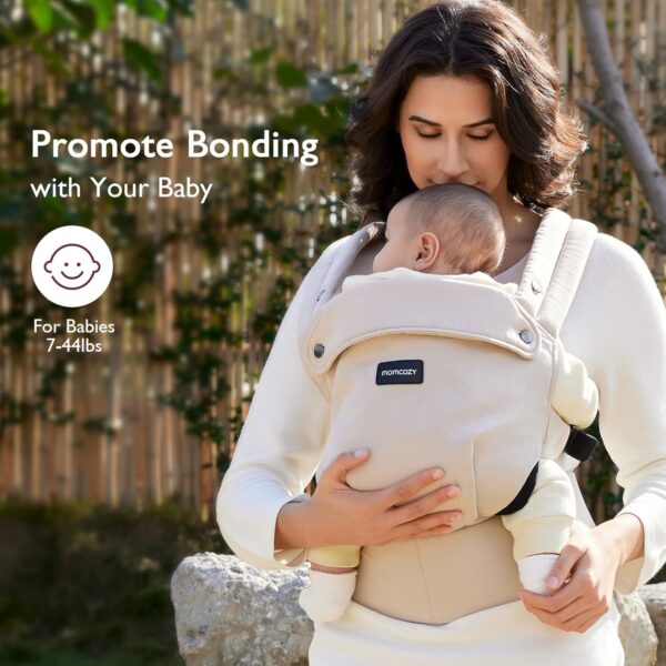 Momcozy Baby Carrier - Ergonomic, Cozy and Lightweight Carrier for 7-44lbs, Effortless to Put On, Ideal for Hands-Free Parenting, Enhanced Lumbar Support, Purehug for Infant to Toddler, Khaki - Image 3