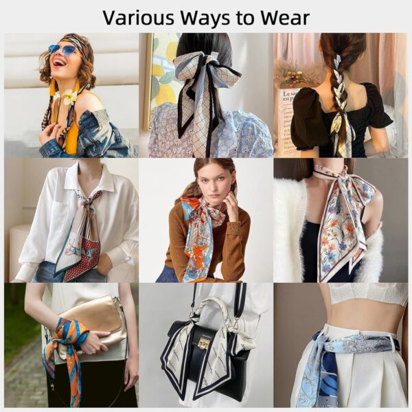 vimate Hair Scarf for Women Fashion Satin Silky Feeling Neck Scarf Bag Purse Scarf for Handbag Handle Etc - Image 8
