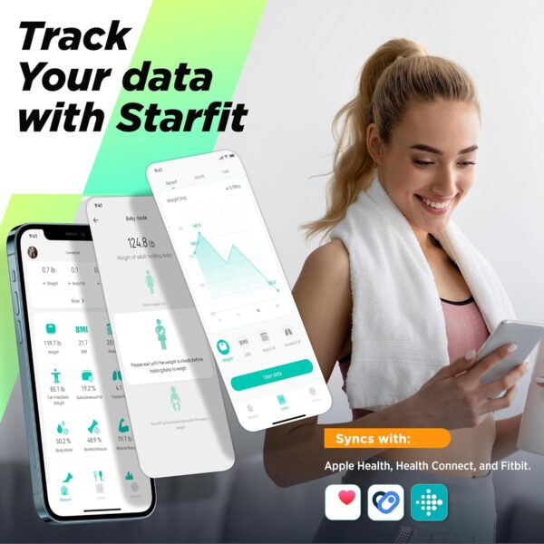 Scale for Body Weight and Fat Percentage, RunSTAR Digital Accurate Bathroom Smart Scale with Large Display, FSA&HSA Eligible 13 Body Composition Analyzer Sync App - Image 5