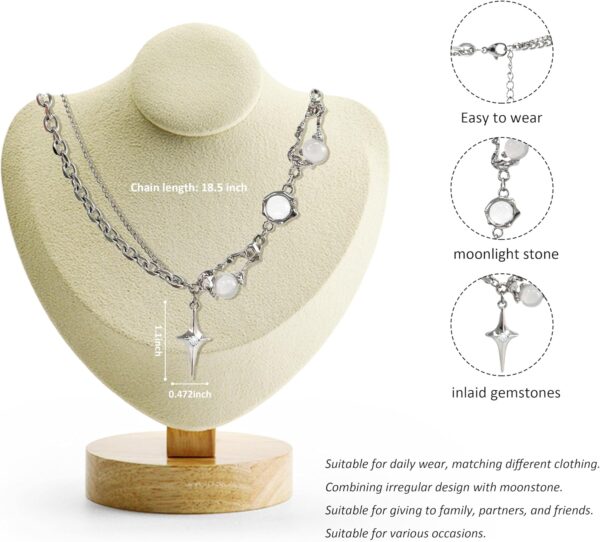 Y2k Irregular Necklace Star Pendant Moonlight Stone Fashion Collar Chain Design Spicy Silver Jewelry for Women - Image 3