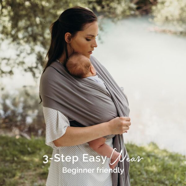 Boba Baby Wrap Carrier – Original Baby Sling Carrier for Newborns (7–35 lbs), Soft, Secure, Hands-Free & Ergonomic, Ideal for Comfortable Bonding, New Parents (Grey) - Image 8