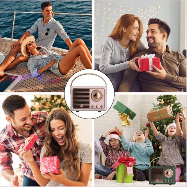 Dosmix Retro Bluetooth Speaker, Vintage Decor, Small Wireless Bluetooth Speaker, Cute Old Fashion Style for Kitchen Desk Bedroom Office Outdoor Accessories for Android/iOS Devices (Pink) - Image 7
