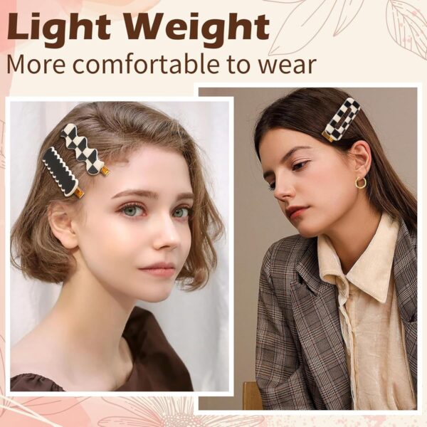 Gingbiss 18 Pcs Hair Clips for Women Girls, Black White Checker Cute Hair Barrettes with Storage Box, No Bend Korean Styling Minimalist Hair Accessories, Gift for Women Girls - Image 5