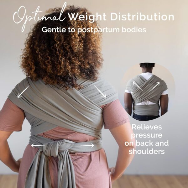 Boba Baby Wrap Carrier – Original Baby Sling Carrier for Newborns (7–35 lbs), Soft, Secure, Hands-Free & Ergonomic, Ideal for Comfortable Bonding, New Parents (Grey) - Image 7