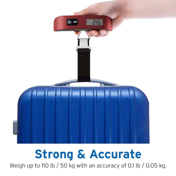 Etekcity Luggage Scale, Digital Weight Scales for Travel Accessories Essentials Suitcases , Portable Handheld Scale with Temperature Sensor, Rubber Paint, 110 Pounds, Battery Included - Image 8