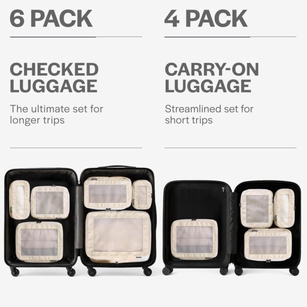 Compression Packing Cubes for Travel - Luggage Organizer Bags - Double Zipper Packing Cubes for Suitcases (4-Pack, Beige) - Image 5