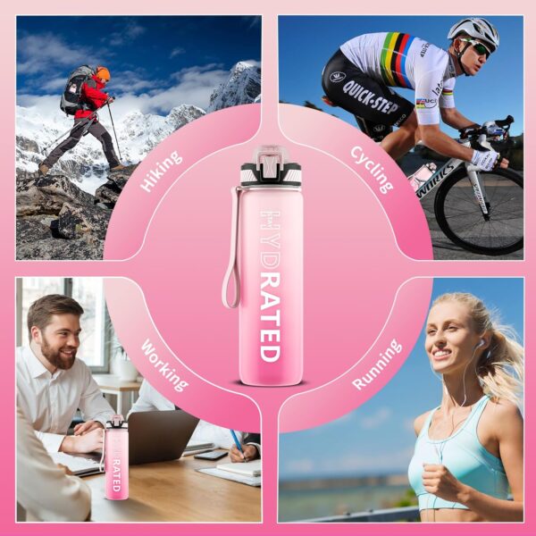 Water Bottle with Straw, 32oz Motivational Water Bottles with Time Marker to Drink, Tritan BPA Free, 1L Sports Water Bottle with Carry Strap LeakProof for Women Gym Fitness Outdoor (1 Pack) - Image 8