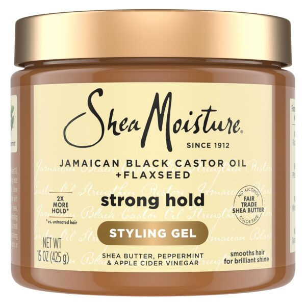 SheaMoisture Strong Hold Styling Gel+Flaxseed Jamaican Black Castor Oil Gives Controlled Style,AllDay Hold,Infused With Castor Seed Oil,SheaButter & Indulgent Scent ParabenFree AntiFrizz Hair Gel 15oz - Image 2