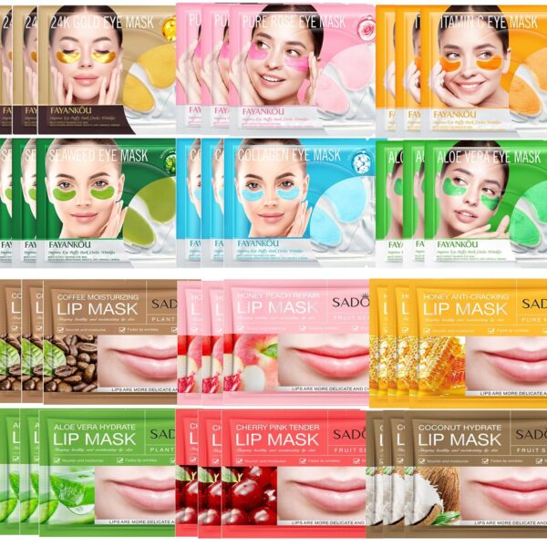 36 Pairs Under Eye Patches & Lip Mask for Puffy Eyes and Dark Circles - Crystal Lip Care Gel Pads Mask Bulk Collagen Skin Care Products, Beauty & Personal Care - Image 2