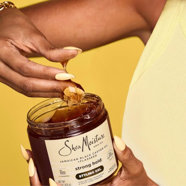 SheaMoisture Strong Hold Styling Gel+Flaxseed Jamaican Black Castor Oil Gives Controlled Style,AllDay Hold,Infused With Castor Seed Oil,SheaButter & Indulgent Scent ParabenFree AntiFrizz Hair Gel 15oz - Image 6